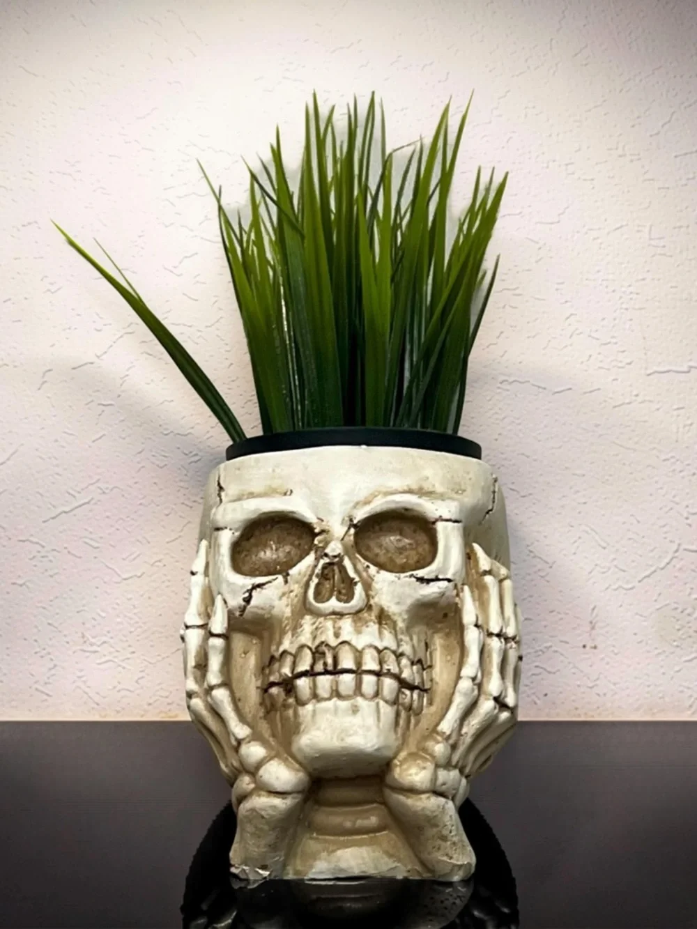 Gothic Resin Skull Flower Pot Planter